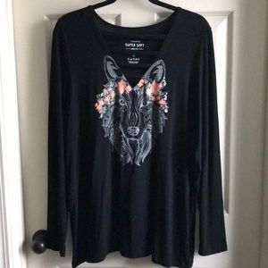 Torrid Size 1 Super Soft Knits Black Fox Shirt